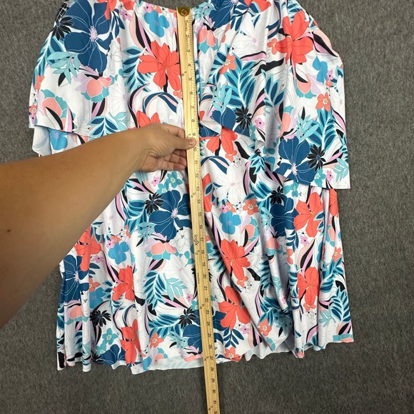 Bloomchic Swim Dress Womens Plus Size 26 Floral Print Adjustable Cold Shoulder - Picture 11 of 15